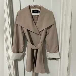 Tahari Beige Trench Coat with Cream Details